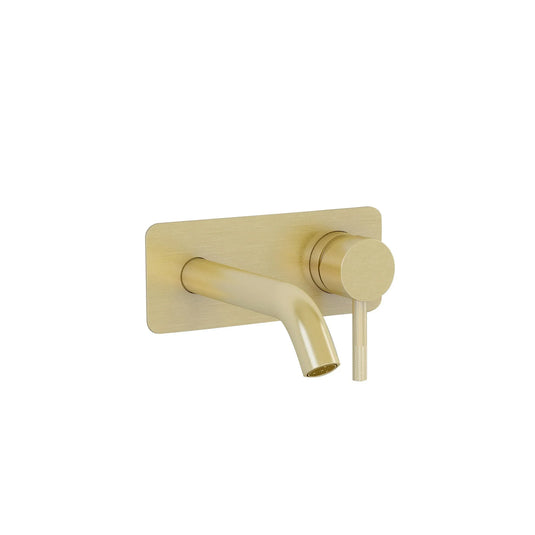 Imex Ravine Two Hole Wall Mounted Basin Mixer in Brushed Brass with Universal Clicker Waste - RVWMBASBB - Envy Bathrooms Ltd