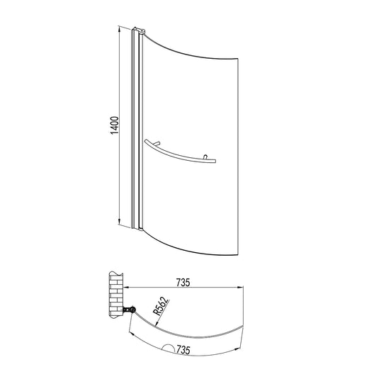 Imex Ronda Curved Shower Bath Screen In Brushed Brass - IMRONSBR - Envy Bathrooms Ltd