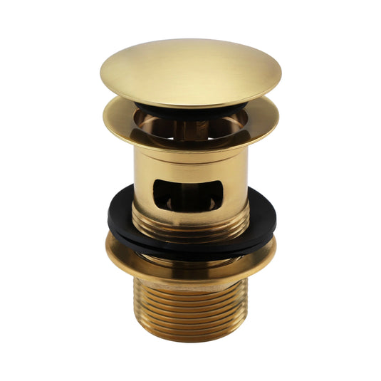 Imex Solid Brass Slotted Clicker Basin Waste in Brushed Brass with Brass Backnut - CB100BB - Envy Bathrooms Ltd