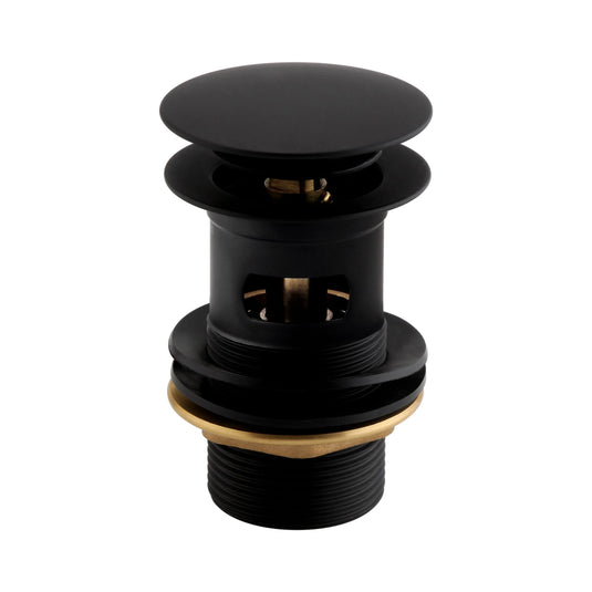 Imex Solid Brass Slotted Clicker Basin Waste in Matt Black with Brass Backnut - CB100MB - Envy Bathrooms Ltd