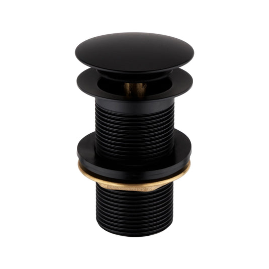 Imex Solid Brass Unslotted Clicker Basin Waste in Matt Black with Brass Backnut - CB101MB - Envy Bathrooms Ltd