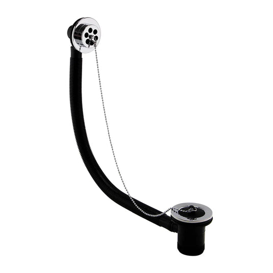 Imex Standard Bath Waste Black Plastic Plug and Chain in Chrome - BW104PP - Envy Bathrooms Ltd