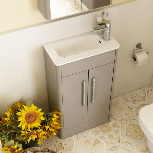 Imex Suburb 500mm × 250mm Double Door Floor Mounted Vanity Unit - Matt Ash - SU5025TDFMCMA - Envy Bathrooms Ltd