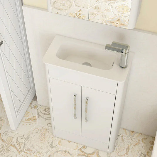 Imex Suburb 500mm × 250mm Double Door Floor Mounted Vanity Unit - White Gloss - SU5025TDFMCWG - Envy Bathrooms Ltd
