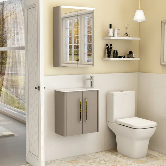 Imex Suburb 500mm × 250mm Double Door Wall Mounted Vanity Unit - Matt Ash - SU5025TDWMCMA - Envy Bathrooms Ltd