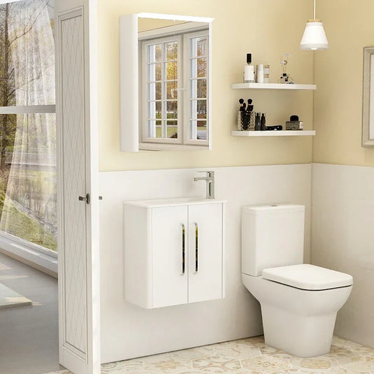 Imex Suburb 500mm × 250mm Double Door Wall Mounted Vanity Unit - White Gloss - SU5025TDWMCWG - Envy Bathrooms Ltd