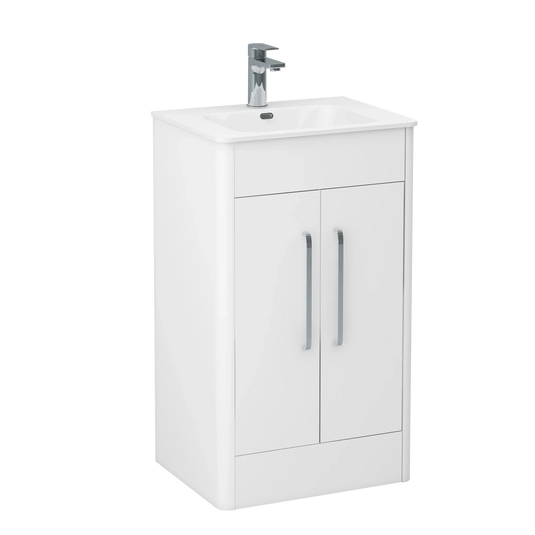Imex Suburb 500mm × 390mm Double Door Floor Mounted Vanity Unit - White Gloss - SU5039TDFMCWG - Envy Bathrooms Ltd