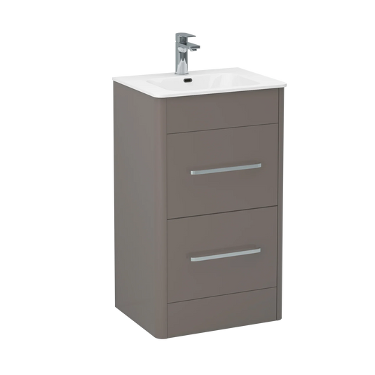 Imex Suburb 500mm × 390mm Double Drawer Floor Mounted Vanity Unit - Matt Ash - SU5039DDFMCMA - Envy Bathrooms Ltd