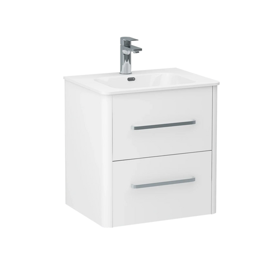 Imex Suburb 500mm × 390mm Double Drawer Wall Mounted Vanity Unit - White Gloss - SU5039DDWMCWG - Envy Bathrooms Ltd