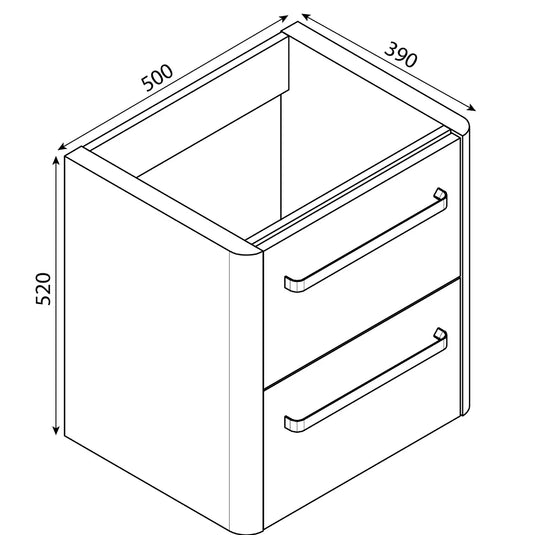 Imex Suburb 500mm × 390mm Double Drawer Wall Mounted Vanity Unit - White Gloss - SU5039DDWMCWG - Envy Bathrooms Ltd