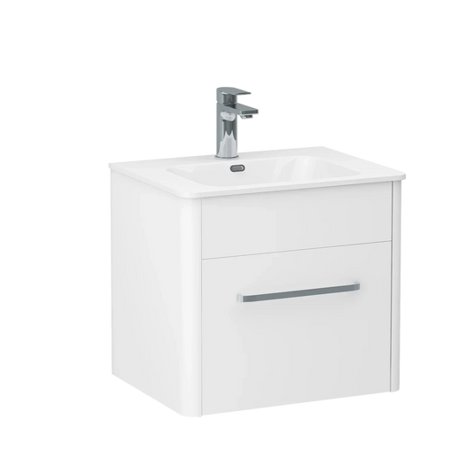 Imex Suburb 500mm × 390mm Single Drawer Wall Mounted Vanity Unit - White Gloss - SU5039SDWMCWG - Envy Bathrooms Ltd