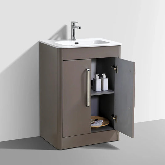 Imex Suburb 600mm × 390mm Double Door Floor Mounted Vanity Unit - Matt Ash - SU60TDFMCMA - Envy Bathrooms Ltd