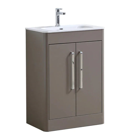 Imex Suburb 600mm × 390mm Double Door Floor Mounted Vanity Unit - Matt Ash - SU60TDFMCMA - Envy Bathrooms Ltd