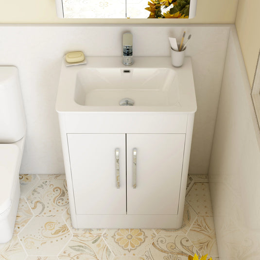 Imex Suburb 600mm × 390mm Double Door Floor Mounted Vanity Unit - White Gloss - SU60TDFMCWG - Envy Bathrooms Ltd