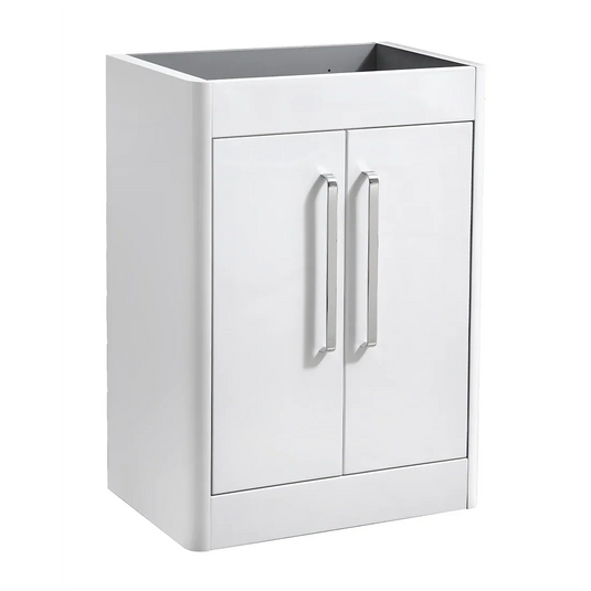 Imex Suburb 600mm × 390mm Double Door Floor Mounted Vanity Unit - White Gloss - SU60TDFMCWG - Envy Bathrooms Ltd