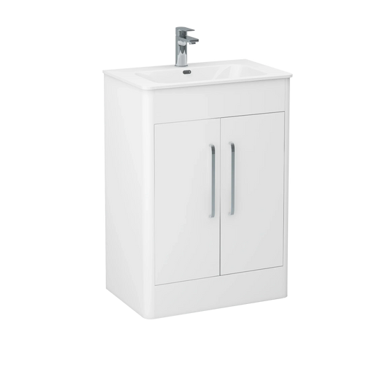 Imex Suburb 600mm × 390mm Double Door Floor Mounted Vanity Unit - White Gloss - SU60TDFMCWG - Envy Bathrooms Ltd