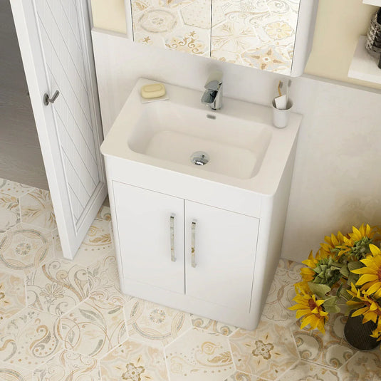 Imex Suburb 600mm × 390mm Double Door Floor Mounted Vanity Unit - White Gloss - SU60TDFMCWG - Envy Bathrooms Ltd