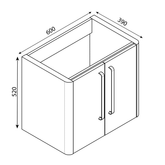 Imex Suburb 600mm × 390mm Double Door Wall Mounted Vanity Unit - Matt Ash - SU60TDWMCMA - Envy Bathrooms Ltd