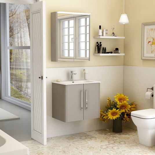 Imex Suburb 600mm × 390mm Double Door Wall Mounted Vanity Unit - Matt Ash - SU60TDWMCMA - Envy Bathrooms Ltd