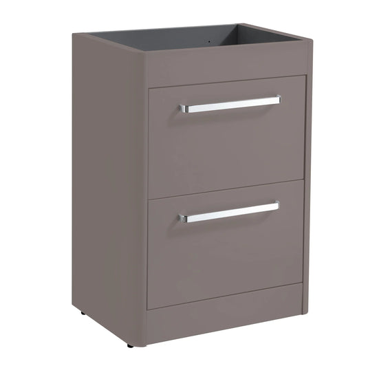 Imex Suburb 600mm × 390mm Double Drawer Floor Mounted Vanity Unit - Matt Ash - SU60DDFMCMA - Envy Bathrooms Ltd