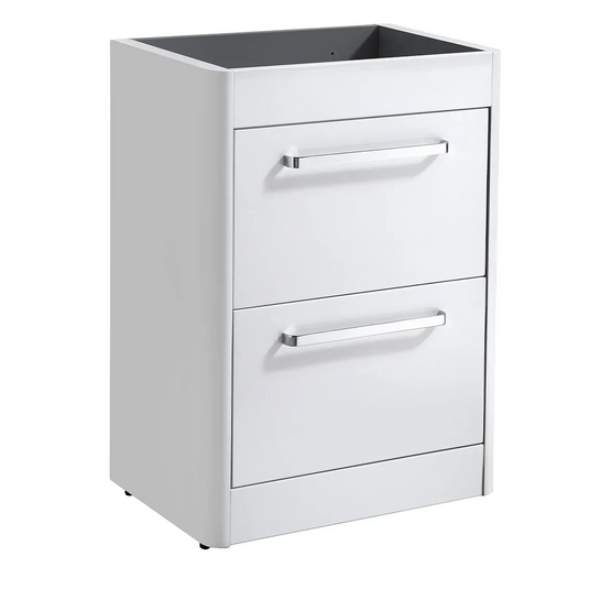 Imex Suburb 600mm × 390mm Double Drawer Floor Mounted Vanity Unit - White Gloss - SU60DDFMCWG - Envy Bathrooms Ltd