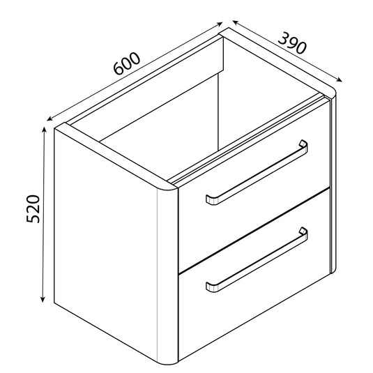 Imex Suburb 600mm × 390mm Double Drawer Wall Mounted Vanity Unit - Matt Ash - SU60DDWMCMA - Envy Bathrooms Ltd