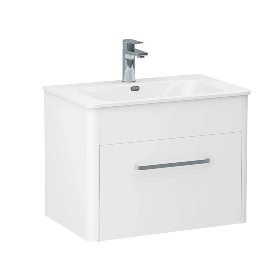 Imex Suburb 600mm × 390mm Single Drawer Wall Mounted Vanity Unit - White Gloss - SU60SDWMCWG - Envy Bathrooms Ltd