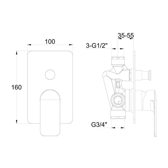 Imex Suburb Manual Single Lever Shower Mixer with Diverter - SUSHVODIV - Envy Bathrooms Ltd