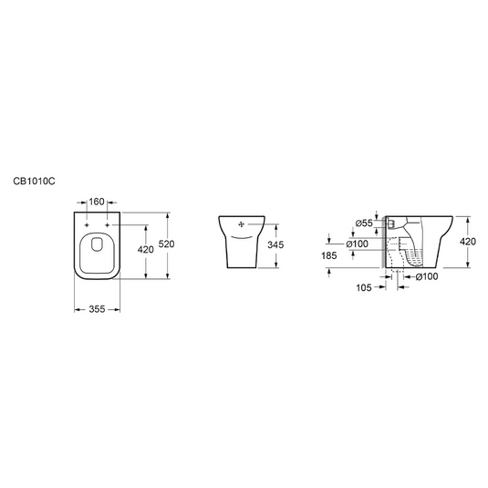 Imex Suburb/Flite Back To Wall WC Bowl with Fixings - CB1010C - Envy Bathrooms Ltd
