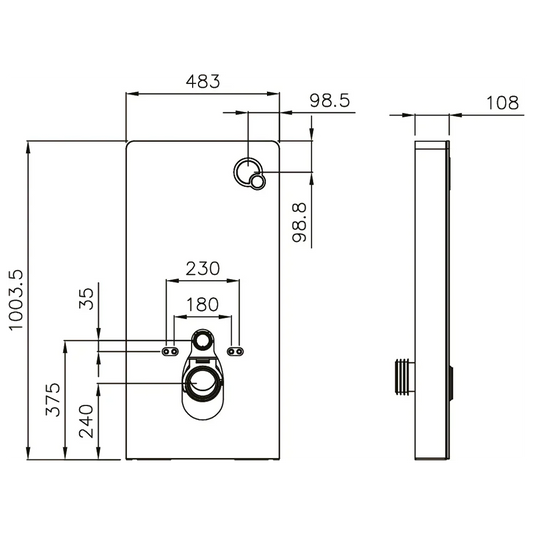 Imex Touch Smart Push Button Wall Hung Cistern Frame in Black Glass Finish - A81105A-12 - Envy Bathrooms Ltd
