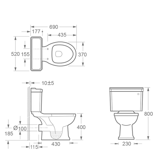 Imex Wyndham Close Coupled WC Pan Inc Fixings - C10142 - Envy Bathrooms Ltd