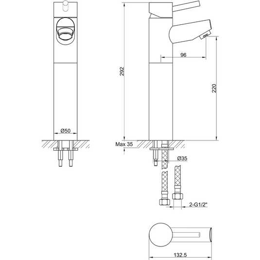 Imex Xcite Mono Tall Basin Mixer Incl Clicker Waste - XCTBAS - Envy Bathrooms Ltd