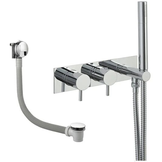 JTP 2-Outlet Thermostatic Concealed Shower Valve with Handset and Click Clack Exofil - Chrome - COM051 - Envy Bathrooms Ltd