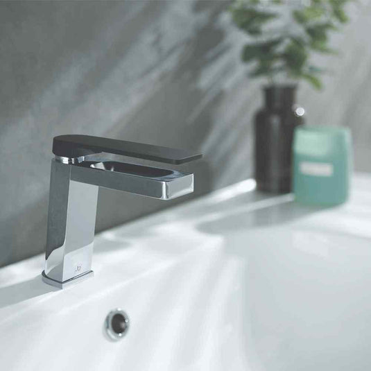 JTP Axel Deck Mounted Basin Mixer Tap - Chrome/Matt Black - Envy Bathrooms Ltd