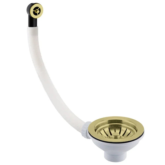 JTP Basket Strainer Kitchen Sink Waste with Round Overflow - Brushed Brass - Envy Bathrooms Ltd