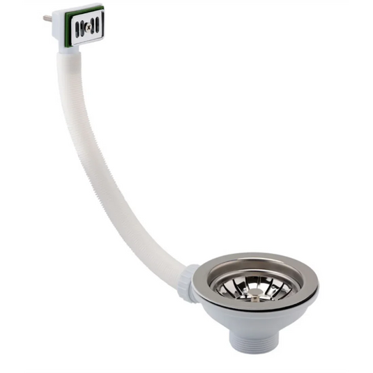 JTP Basket Strainer Kitchen Sink Waste with Square Overflow - Chrome - BSQ202 - Envy Bathrooms Ltd