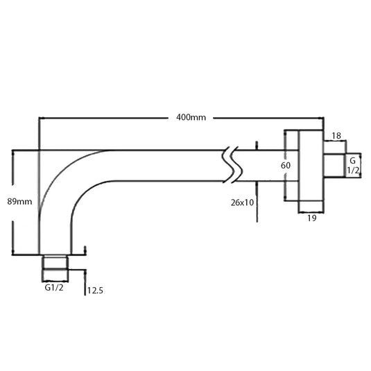JTP Chill Wall Mounted Shower Arm 400mm - Chrome - Envy Bathrooms Ltd