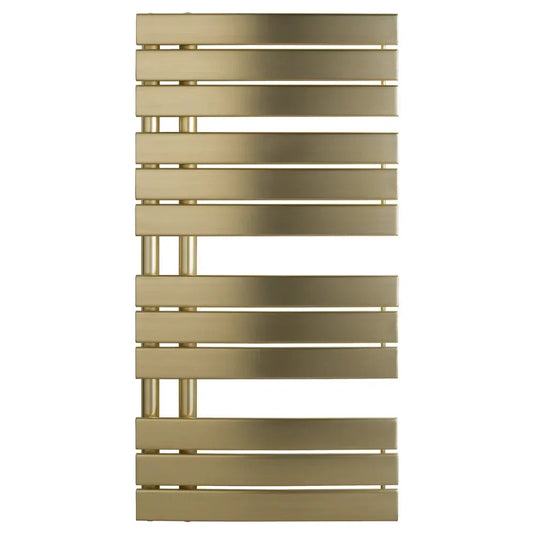 JTP Cleo Designer Heated Towel Rail 1080mm H x 550mm W - Brushed Brass - Envy Bathrooms Ltd