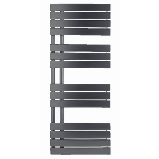 JTP Cleo Designer Heated Towel Rail 1400mm H x 550mm W - Brushed Black - Envy Bathrooms Ltd