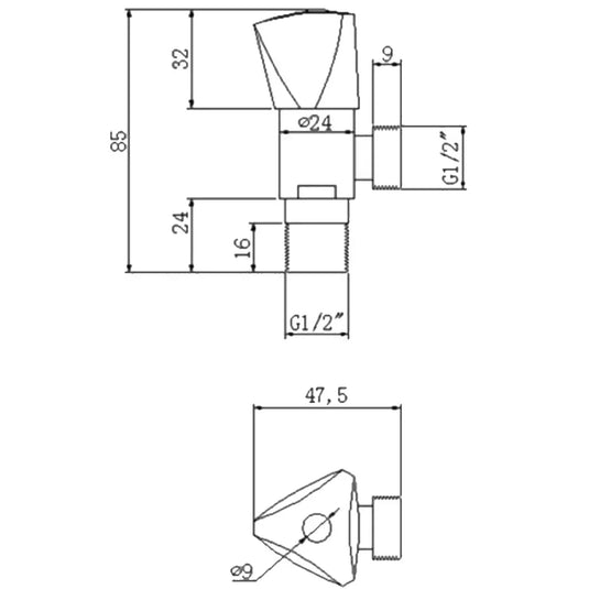 JTP Club Angled Douche Valve - Chrome - Envy Bathrooms Ltd