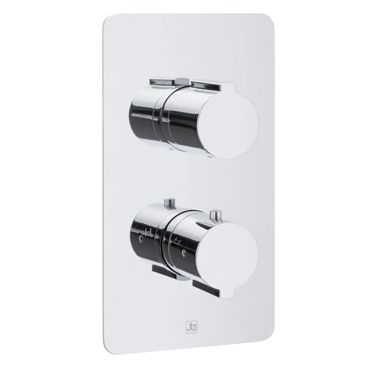 Modern chrome thermostatic concealed 3 outlet shower valve with two round handles