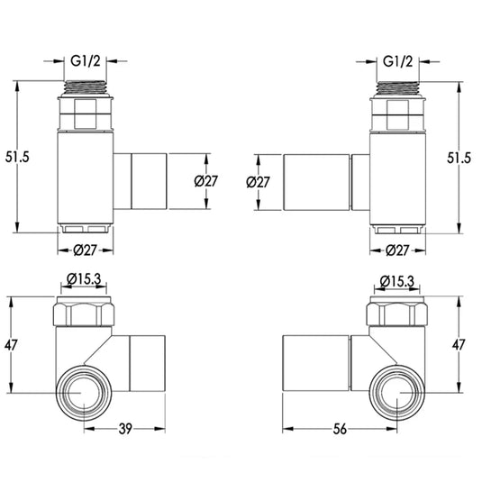 JTP Dual Fuel Radiator Valve - Brushed Black - Envy Bathrooms Ltd