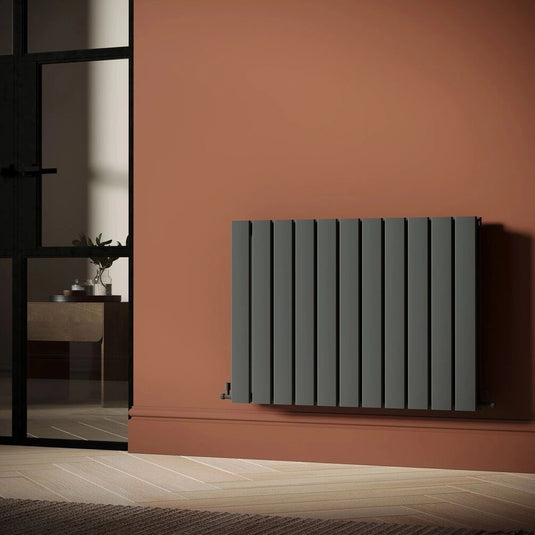 JTP Enzo Anthracite 600mm x 832mm Flat Panel Horizontal Designer Radiator | EN683AN - Envy Bathrooms Ltd