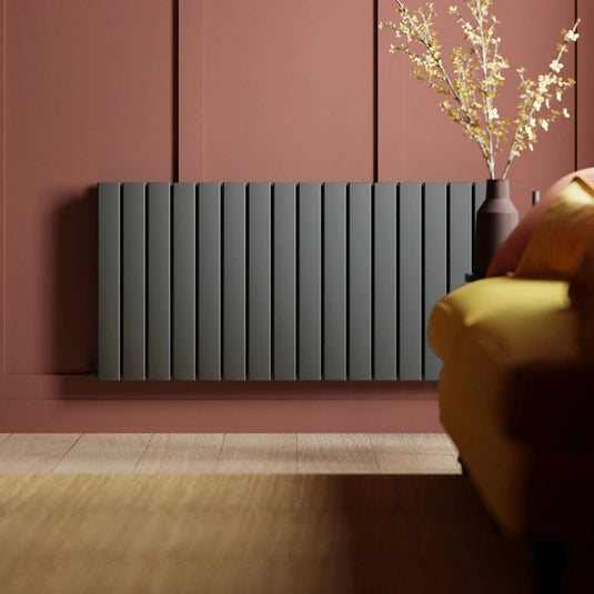JTP Enzo Anthracite Flat Panel Horizontal Designer Radiator 600mm x 1212mm | EN612AN - Envy Bathrooms Ltd