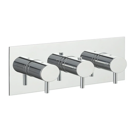 JTP Florence Horizontal Thermostatic Concealed 3 Outlet Shower Valve With Designer Handle | Chrome | DH15692A - Envy Bathrooms Ltd