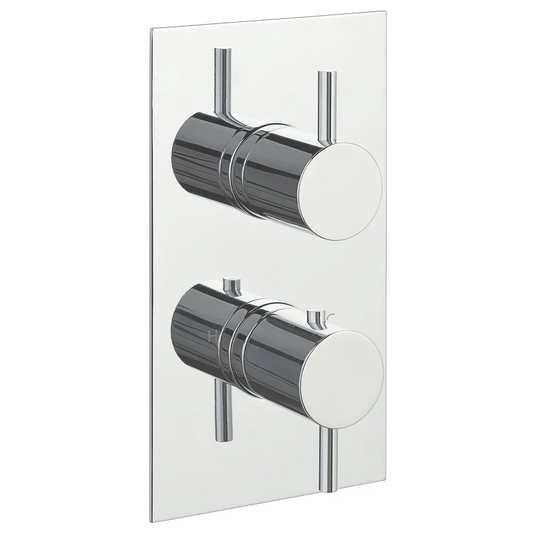 JTP Florence Thermostatic Concealed 2 Outlet Shower Valve With Designer Handle | Chrome | DH15671A - Envy Bathrooms Ltd