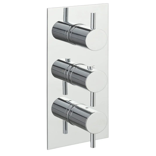 JTP Florence Vertical Thermostatic Concealed 2 Outlet Shower Valve With Designer Handle | Chrome | DH15690A - Envy Bathrooms Ltd