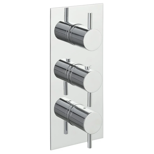 JTP Florence Vertical Thermostatic Concealed 3 Outlet Shower Valve With Designer Handle | Chrome | DH15691A - Envy Bathrooms Ltd