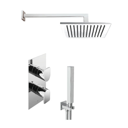 JTP Forum 2 Outlet Concealed Valve With Arm, Showerhead, Water Outlet & Holder - Chrome - COMSTPK3 - Envy Bathrooms Ltd