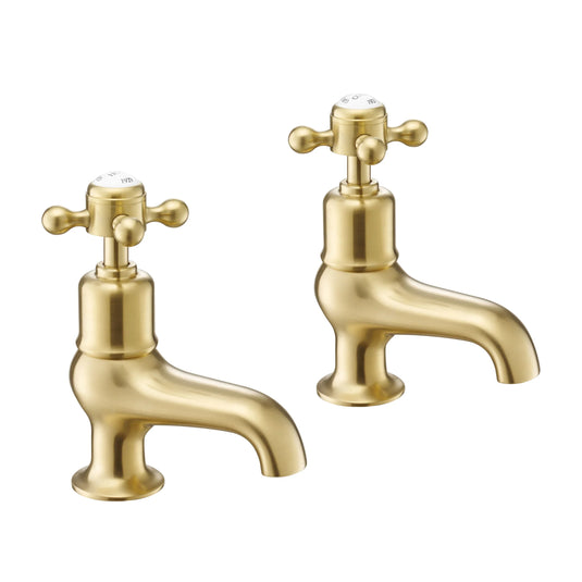 JTP Grosvenor Bath Taps Pair Cross Handle - Brushed Brass - 76015BBR - Envy Bathrooms Ltd